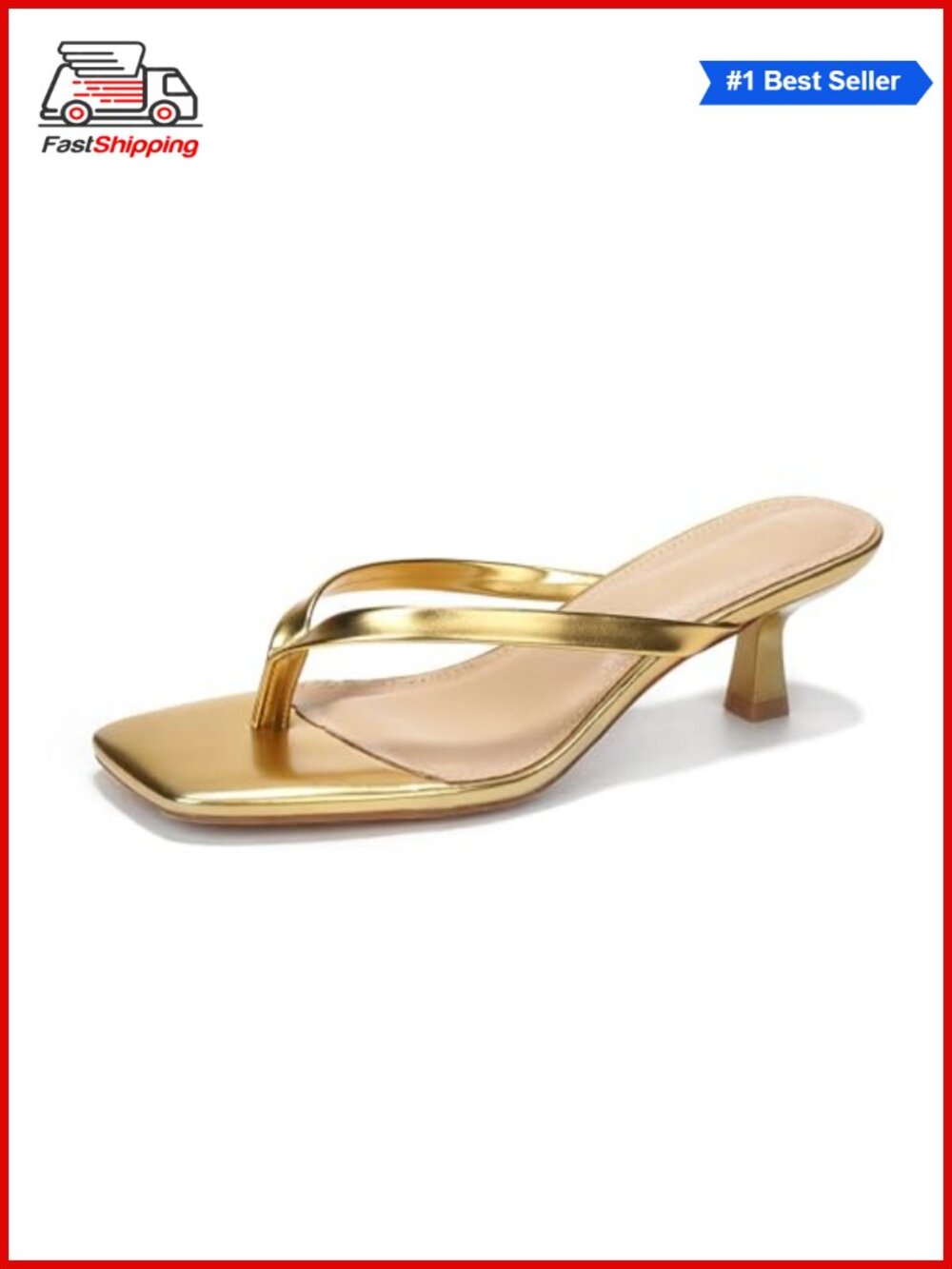 Kitten Heel Sandals Square Open Toe Flip Flop Heels Slip On 2 Inch